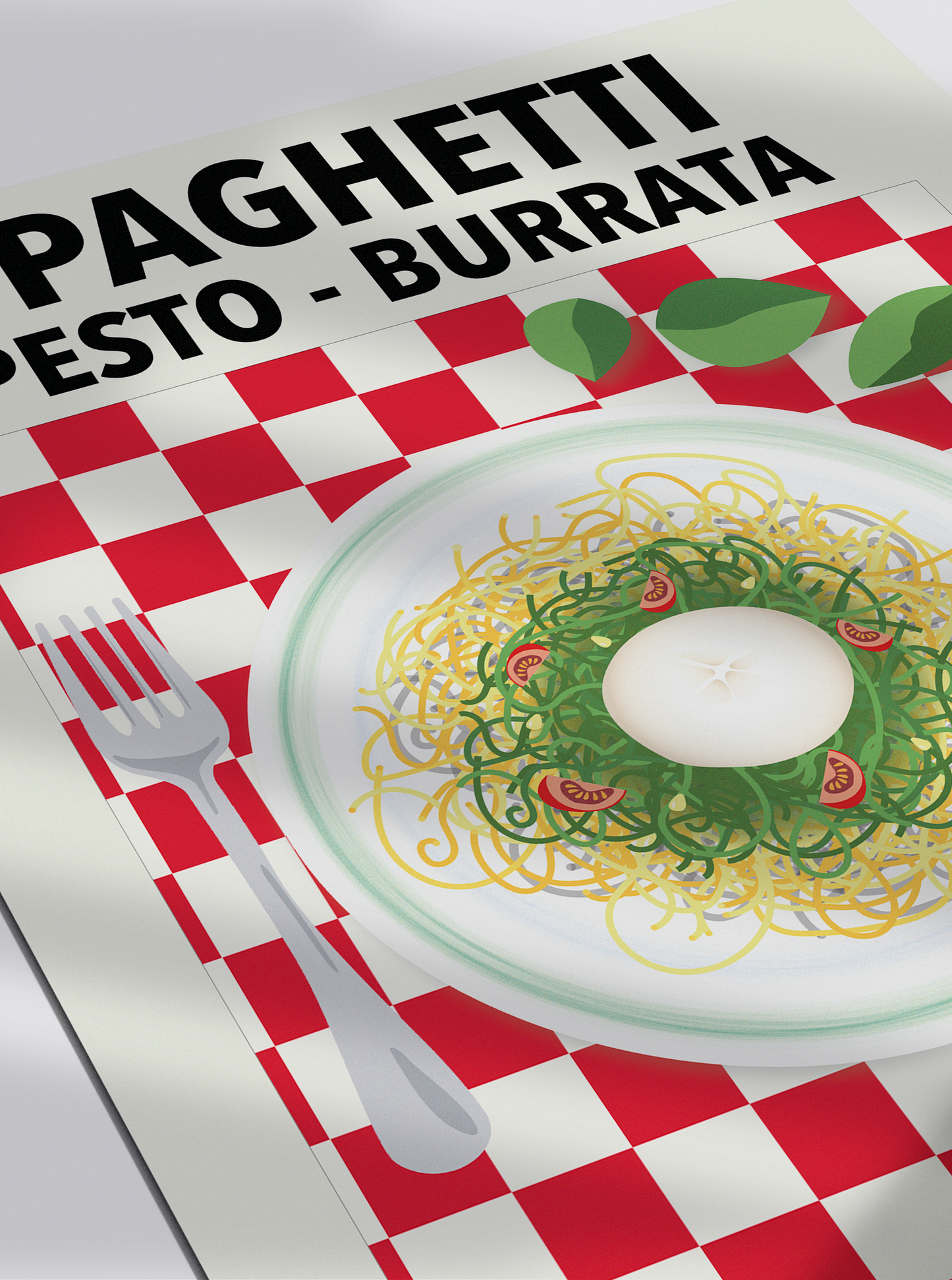 Spaghettis pesto burrata